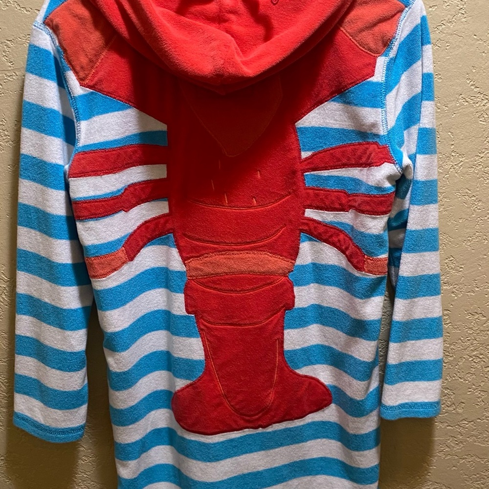 Mini Boden Lobster Terry Cloth Swim Hoodie Cover Up Dress Size: 11-12 - Picture 4 of 5